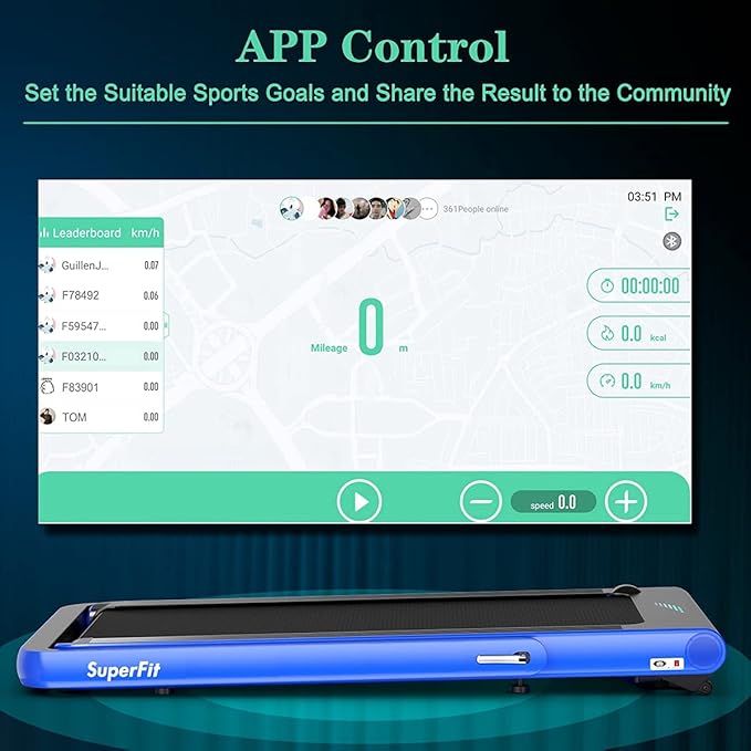 GYMAX Walking Pad, 4.75HP Under Desk Treadmill with LED Touch Screen, App Control, Built-in Speaker & Handle, 2 in 1 Folding Compact Portable Treadmill for Home Small Space-StrideForce Fitness