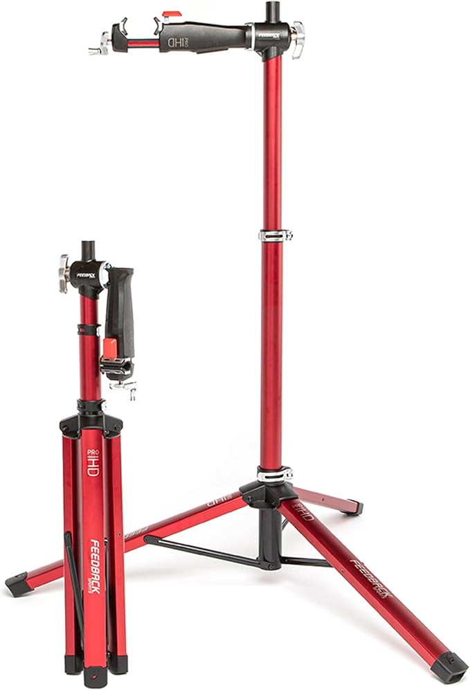 FEEDBACK SPORTS | Pro Mechanic HD (Heavy Duty) Bike Repair Stand | Lightweight, Stable Bicycle Workstand W/Tripod Base | Red-StrideForce Fitness