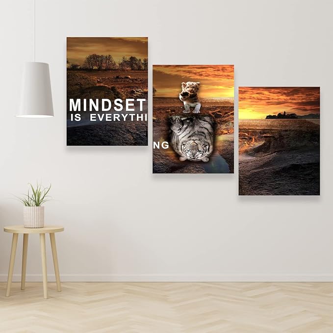Inspirational Entrepreneur Quotes Office Wall Decor - 3 Pieces Wall Art for Living Room & Bedroom (36" W x 16''H)-StrideForce Fitness
