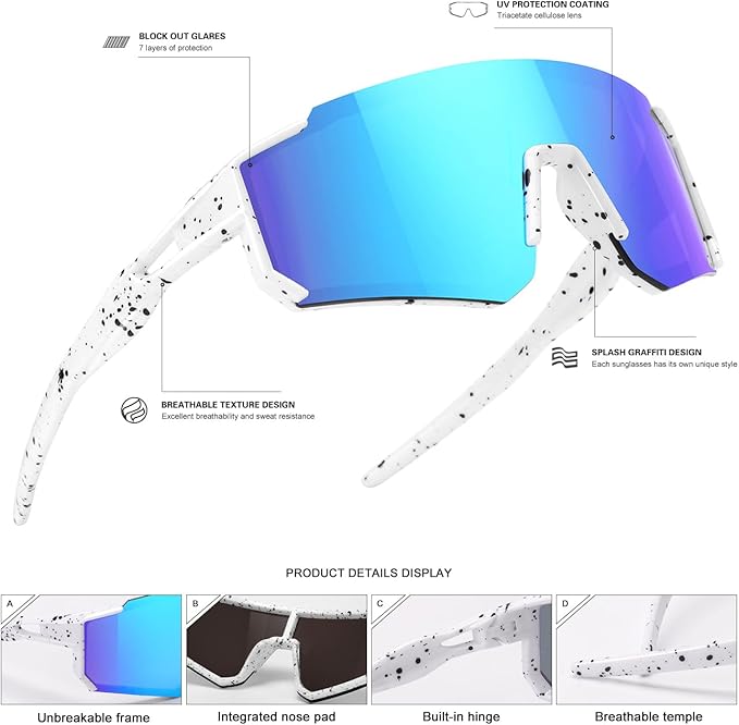 Youth Baseball Sunglasses Kids Sports Sunglasses for Boys Girls Softball Cycling Glasses UV400 Protection-StrideForce Fitness