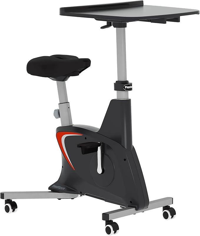 FLEXISPOT Exercise Bike with 2D Desktop, Space Saving Under Desk Bike with Removable Desk, Stationary Bikes Indoor Bikes with 300LBS Heavy Duty 8-Level Resistance Flywheel Optional LCD, V9PRO/V9MAX-StrideForce Fitness