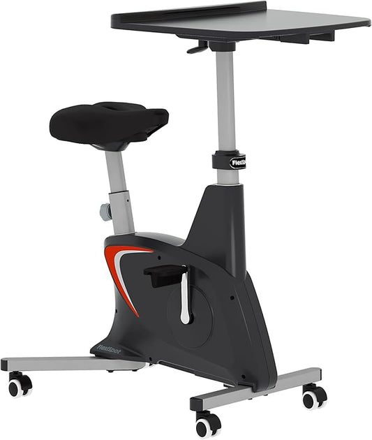 FLEXISPOT Exercise Bike with 2D Desktop, Space Saving Under Desk Bike with Removable Desk, Stationary Bikes Indoor Bikes with 300LBS Heavy Duty 8-Level Resistance Flywheel Optional LCD, V9PRO/V9MAX-StrideForce Fitness