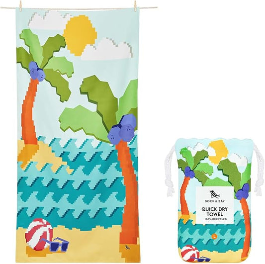 Dock & Bay Beach Towel - Quick Dry, Sand Free - Compact, Lightweight - 100% Recycled - Includes Bag - Build-A-Beach - Large (160x90cm, 63x35)-StrideForce Fitness