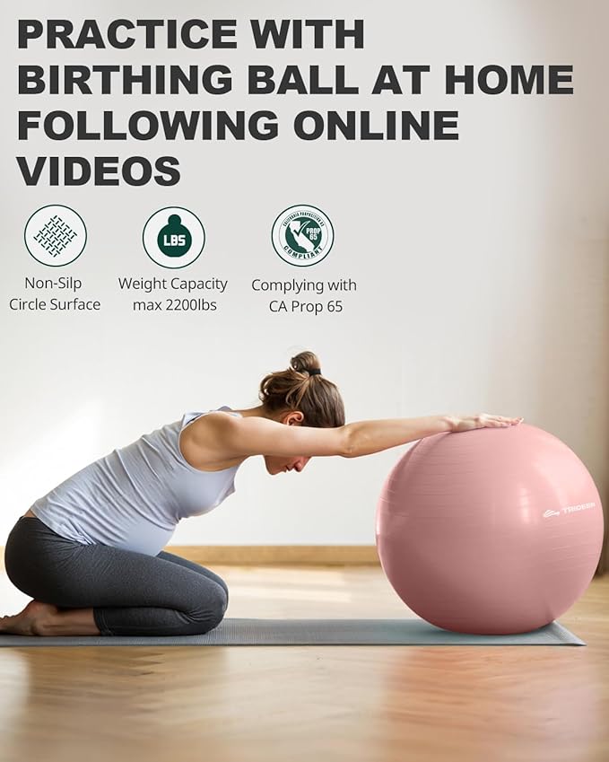 Trideer Yoga Ball – Anti-Burst Exercise Ball for Pregnancy, Office, Birthing, Stretching & Core Workout – Home Gym & Therapy-StrideForce Fitness