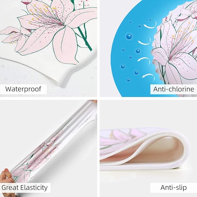 COPOZZ Stylish Silicone Swim Cap for Women – Comfortable, Durable, and Hair-Protecting Design-StrideForce Fitness