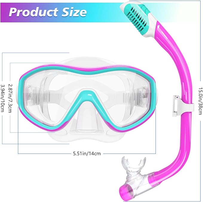 GoseWave Snorkeling Gear for Kids, Kids Snorkel Set for Ages 5-15, Anti-Fog Diving Mask and Dry Top Snorkel Set, Unisex Swimming Goggles with Nose Cover-StrideForce Fitness