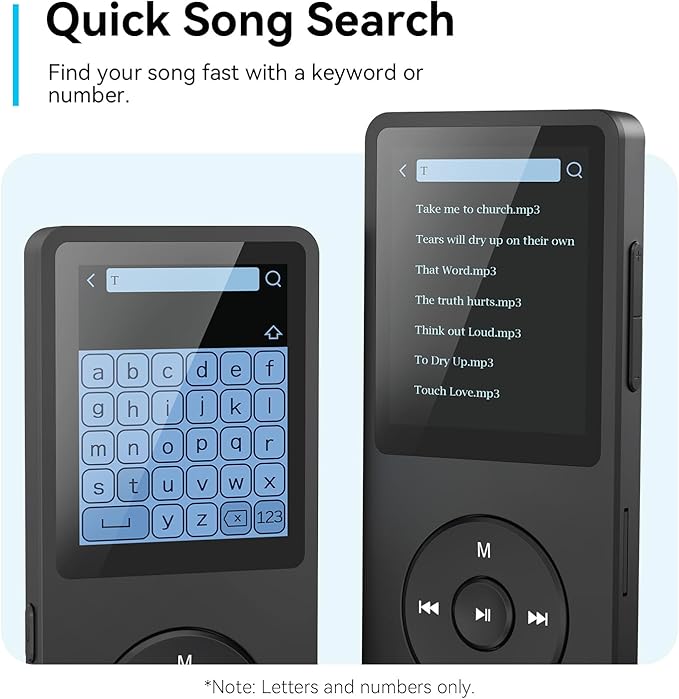 AGPTEK A02 MP3 Player with Bluetooth 5.3, 1.8 inch Screen Portable Music Player with Speaker, FM Radio, Voice Recorder, Supports Expanded Up to 128GB(Black, 64GB)-StrideForce Fitness