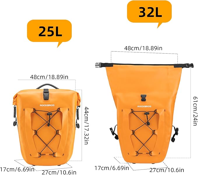 ROCKBROS Bike Panniers Waterproof Bike Rear Rack Bag Max 30L Large Capacity Bike Rear Panniers for Cycling Traveling Commuting-StrideForce Fitness