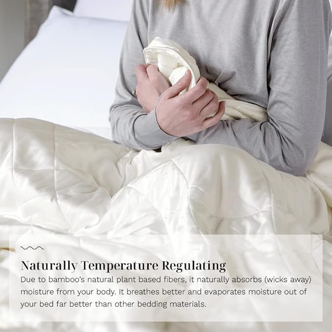 LUXOME Lightweight Blanket | 100% Rayon (Viscose) from Bamboo Fabric & Fill | King/Cal King - 98"x92" | Thermal-Regulating | Ivory-StrideForce Fitness