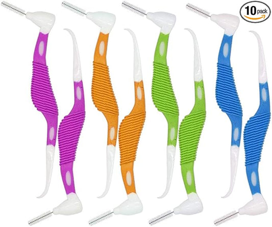 Angzhili 10 pcs Orthodontic Interdental Brush Mini Brush with Toothpick,Tooth Cleaning Tool