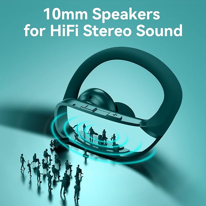 bmani Ear Buds Wireless Earbuds Bluetooth Headphones with 80H Playtime LED Display Case, Over-Ear Hook with Mic, Stereo Sound, Easy Button Controls, Sports Earphones for Running Workout Gym Green-StrideForce Fitness