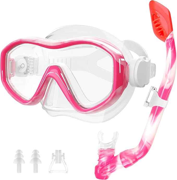 GoseWave Snorkeling Gear for Kids, Kids Snorkel Set for Ages 5-15, Anti-Fog Diving Mask and Dry Top Snorkel Set, Unisex Swimming Goggles with Nose Cover-StrideForce Fitness