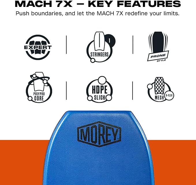 Morey Mach 7X 41.5-42.5" Bodyboard - Choose Size and Color (Blue/Red, 41.5")-StrideForce Fitness