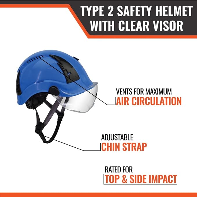 Malta Dynamics APEX Type 2 Safety Helmet – OSHA and ANSI Z89.1 Compliant Safety Hard Hats for Construction Workers and Vented Helmet for Head Protection-StrideForce Fitness