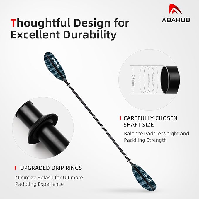 Abahub Kayak Paddle, 90.5 Inches Kayaking Oars for Boating, Canoeing with Free Paddle Leash, Aluminum Alloy Shaft Black/Blue/Green/Orange/Yellow Plastic Blades-StrideForce Fitness