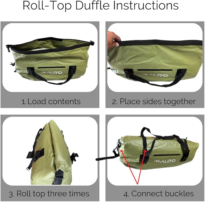 Malo'o Waterproof Dry Bag Duffel 40L/60L/100L, Roll Top Duffel Keeps Gear Dry for Kayaking, Rafting, Boating, Swimming, Camping, Hiking, Beach, Fishing - Internal & External Pockets and Molle Loops-StrideForce Fitness