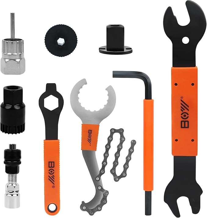 FOUUAAOOU Bike Tools Kit, Has 3 in 1 Bike Cassette Removal Tool, Bike Pedal Wrench, Bicycle Crank Removal Tool, Bottom Bracket Remover and Rotor Lockring Removal Tool, Bike Repair Tool Set-StrideForce Fitness