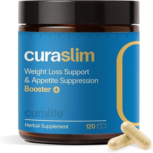 Curaslim Weight Loss Supplement | 10 Natural Ingredients, Berberine, 5HTP, L-Glutamine, Saffron | Appetite Suppressant, Support Energy, Metabolism & Sleep | 120 Capsules-StrideForce Fitness