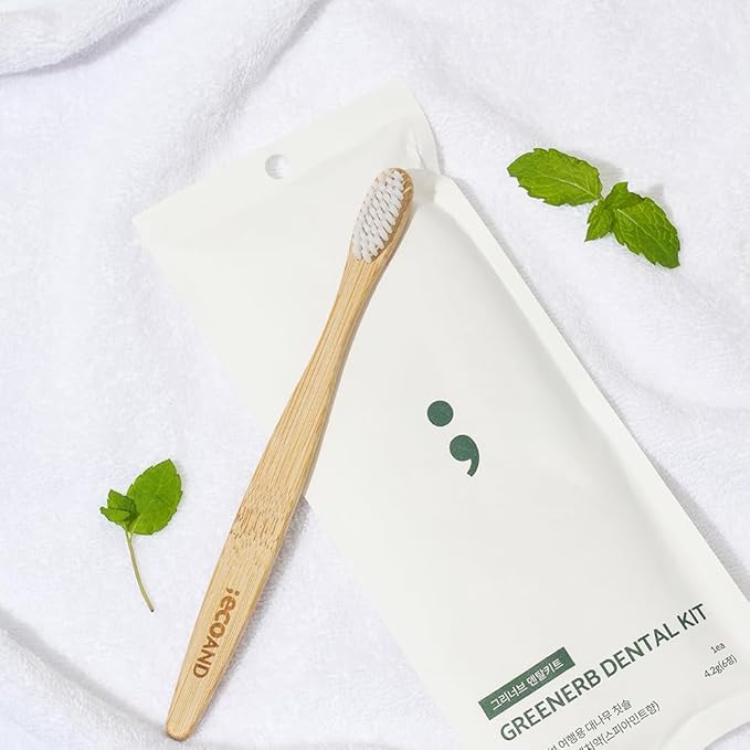 ECOAND Greenerb Dental Kit - Eco-Friendly Bamboo Toothbrush & Solid Toothpaste Tablets | Travel & Zero-Waste Oral Care Set