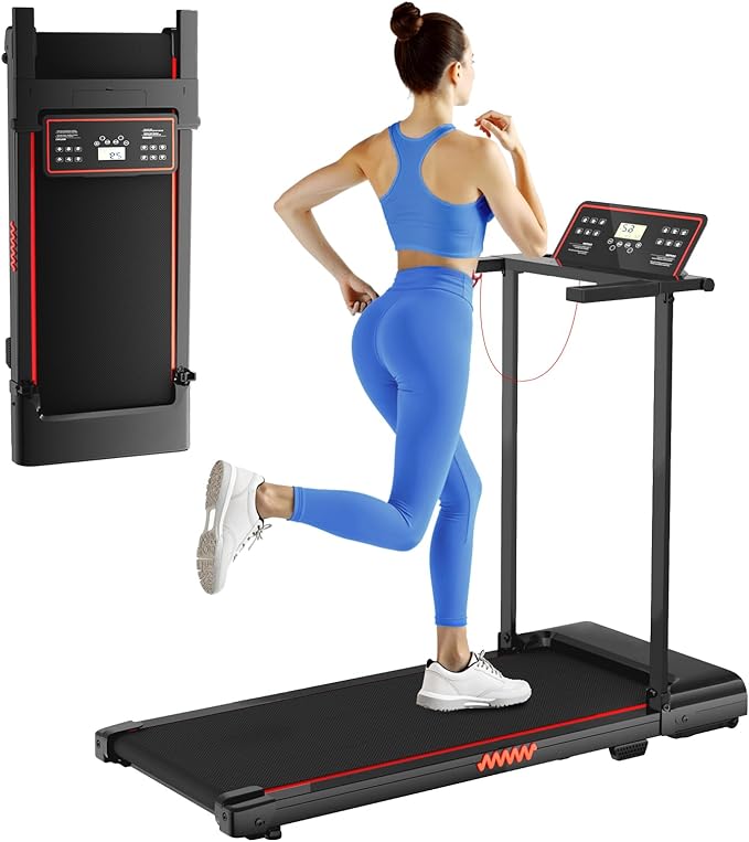 Treadmill with Handle, Treadmills for Home Samll Space, 3.0HP Portable Walking Pad with Handle, Walking Pad Treadmill with 320 LBS Capacity, Electric Compact Treadmills, Lightweight Walking Pad-StrideForce Fitness