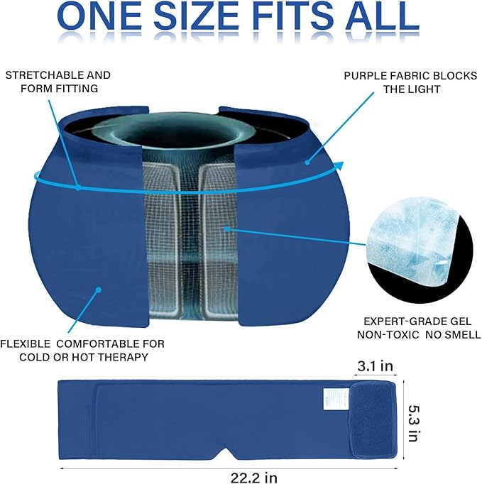 iTHERAU Migraine Relief Cap，Migraine Ice Head Wrap，Headache Ice Hat，Cold Therapy Headache Relief Cap for Migraine Eyes Mask Dark Blue Headache Ice Pack Stress Relief-StrideForce Fitness