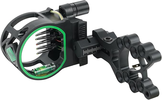 Archery 5-Pin Bow Sight - 0.019" Fiber, Brass Pin, Aluminum Machined - Right and Left Handed, with Hi-Vis Level for Archery, Hunting, Shooting-StrideForce Fitness