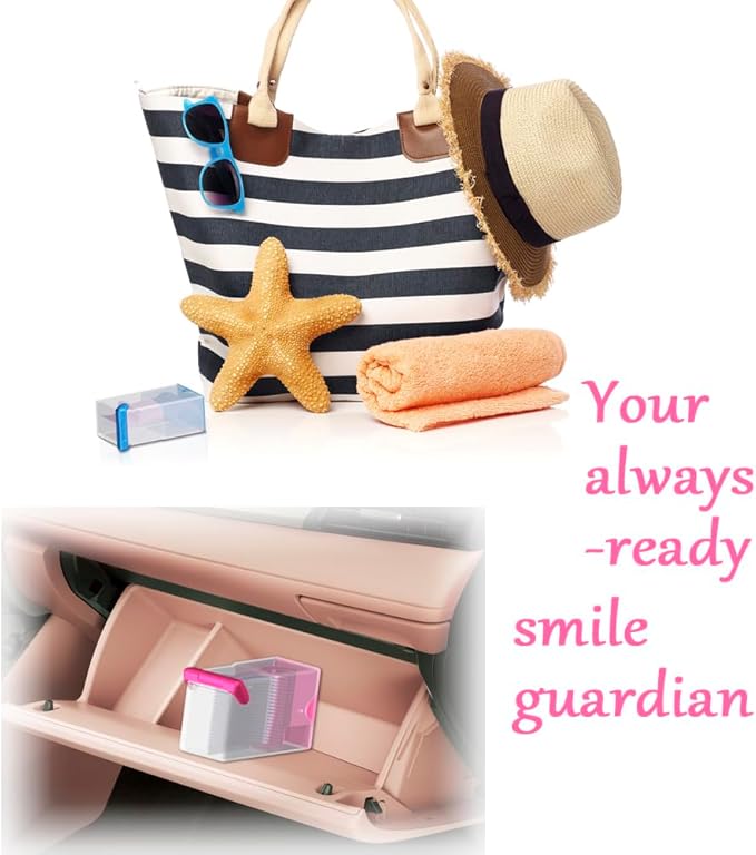 Shaker Dental Floss Picks Travel Case for On-The-Go, Dispenser + Cartridges, Each Cartridge Contains 20 High-Performance Floss Picks (1 Dispenser + 5 Cartridges, Red)