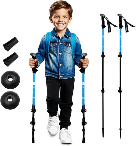 Hiking Trekking Poles, 2 Pack Anti Shock, Adjustable, Collapsible Hiking Poles for Trekking or Walking, Lightweight Aluminum Sticks for Children-StrideForce Fitness