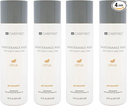 CariFree Maintenance Rinse, Citrus Flavored, Anti-Cavity Fluoride Mouthwash, Dentist Recommended, Prevents Oral Decay, Freshens Breath, Alcohol-Free, Neutralizes pH (16 Fl Oz (Pack of 4)