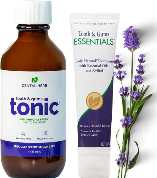 Healthy Gums Starter Kit – Tooth & Gums Tonic (18 oz) + Essentials Toothpaste | Fluoride-Free, Alcohol-Free, Vegan, Plant-Powered Oral Care by Dental Herb Company