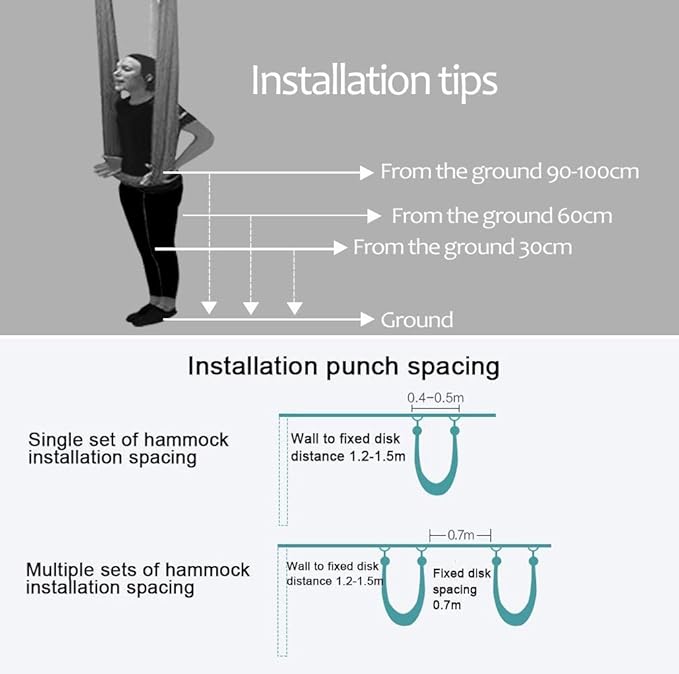 Aerial Yoga Hammock L:5M W:2.8M 5.5 Yards Aerial Pilates Silk Yoga Swing Set with 2000 Ibs Load Include Daisy Chain, Pose Guide-StrideForce Fitness