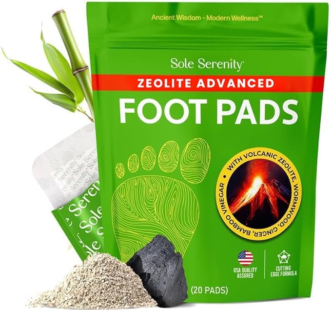 Sole Serenity Foot Pads - Zeolite Mineral, Ginger Root, Wormwood, Bamboo Vinegar, Foot Spa for Achy Feet - 20 Pads-StrideForce Fitness