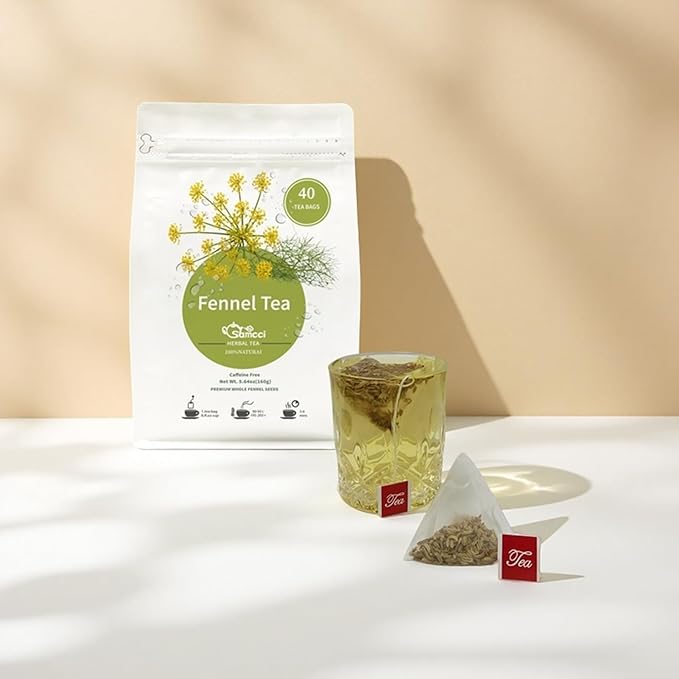 Samcci - Fennel Tea,4g×40 Teabags,100% Natural & Pure Fennel Seeds Herbal Tea - Non-GMO - Caffeine-free - Helps Improve Digestion & Immune System-StrideForce Fitness