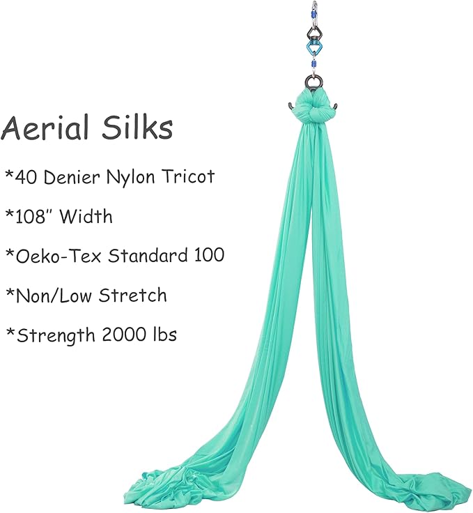 Aerial Silks Yoga Swing Set - 9/11 Yards Aerial Yoga Hammock Kit Anti-Gravity Flying for Fitness, Low/Non Stretch Nylon Tricot Fabric Hardware Included for Dance-StrideForce Fitness