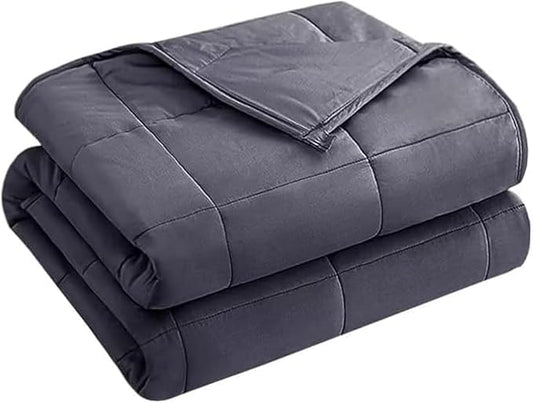 yescool Weighted Blanket for Adults (22 lbs, 60” x 80”, Grey) Cooling Heavy Blanket for Sleeping Perfect for 210-230 lbs, Queen Size Breathable Blanket with Premium Glass Bead, Machine Washable-StrideForce Fitness