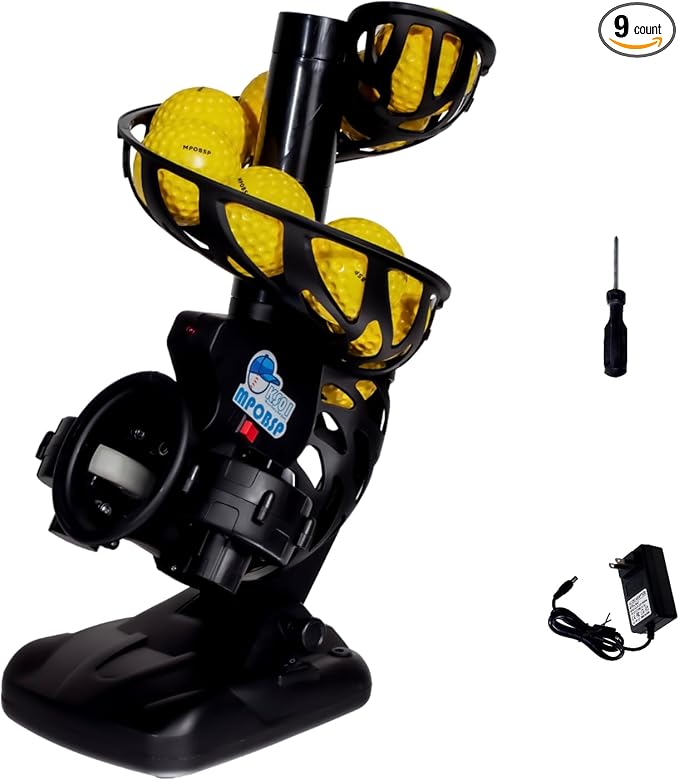 Upgraded Electronic Baseball Pitching Machine for Youth - Adjustable Angles & Speeds,AC Powered & Battery Powered， 8 Practice Balls Included - Ideal for Beginner Batting & Fielding Training-StrideForce Fitness