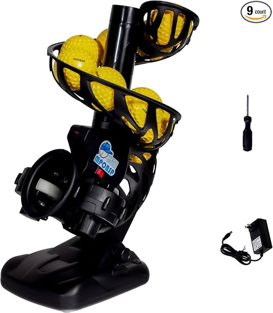 Upgraded Electronic Baseball Pitching Machine for Youth - Adjustable Angles & Speeds,AC Powered & Battery Powered， 8 Practice Balls Included - Ideal for Beginner Batting & Fielding Training-StrideForce Fitness