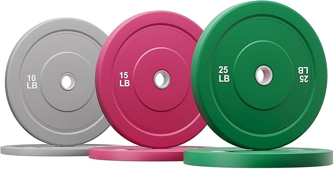 Colored Bumper Weight Plates Olympic Weight Plate Set 2-Inch, 10/15/25 lb Rubber Weight Plates Set for Strength Training Home Gym, Barbell Weights Plates for Heavy Weight Lifting-StrideForce Fitness