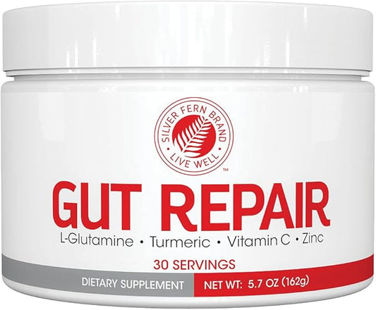 Silver Fern Gut Repair - Digestive Health Supplement Powder - L-Glutamine, Curcumin, Zinc & Ascorbic Acid (1 Tub - 30 Servings)-StrideForce Fitness