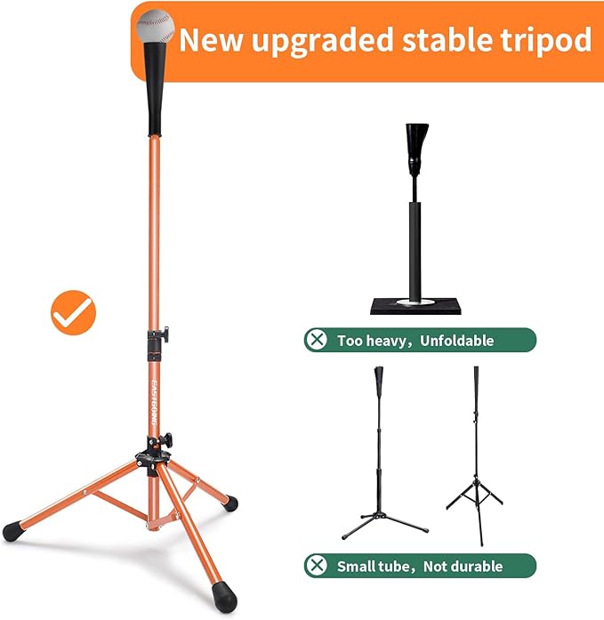 Eastgoing Heavy Duty Baseball and Softball Portable Travel Batting Tee.Adjustable Height|Portable|Collapsible. Baseball Hitting Tee for Any Age Player Practice-StrideForce Fitness