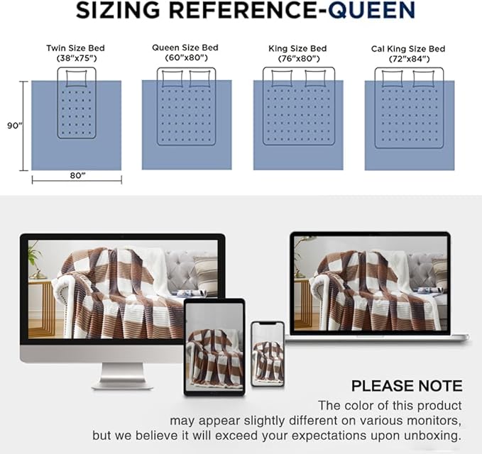 PU MEI Sherpa Blanket Full/Queen Plaid Thick Bed Blanket, 90”*80” Super Soft Flannel Fuzzy Fleece Reversible Velvet Plush Warm Blanket for Couch(Beige Check, 80"*90")-StrideForce Fitness
