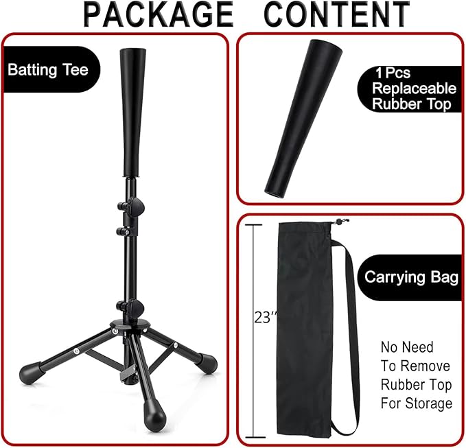 Baseball Tee for Kids,Batting Tee,Softball Tee,tee Stand, Youth Hitting Tee,Teeball Tee,Travel Tee,Easy Adjustable Height 20.5-30.2inch-StrideForce Fitness