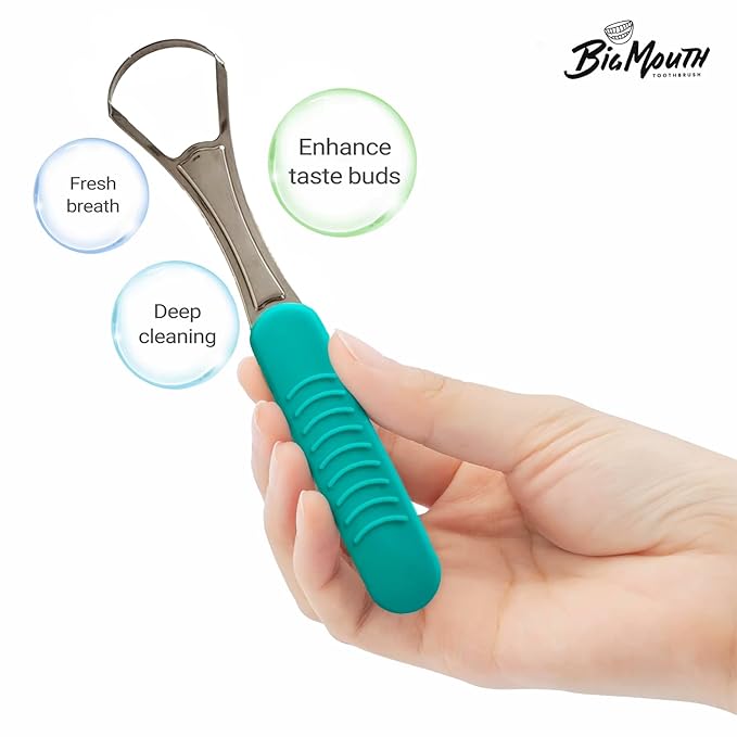 Big Mouth Tongue Scraper – Ultimate Oral Hygiene Tool for Fresh Breath and Improved Taste (Silver)