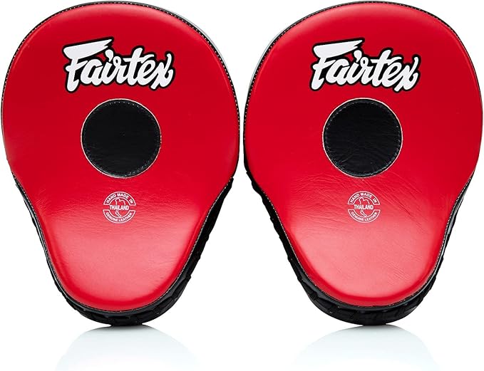 Fairtex FMV9 Contoured Focus Mitts |Striking Accuracy & Protection for Boxing, Muay Thai, Kickboxing |Ergonomic Design, Soft Padding, Secure Fit Leather-StrideForce Fitness