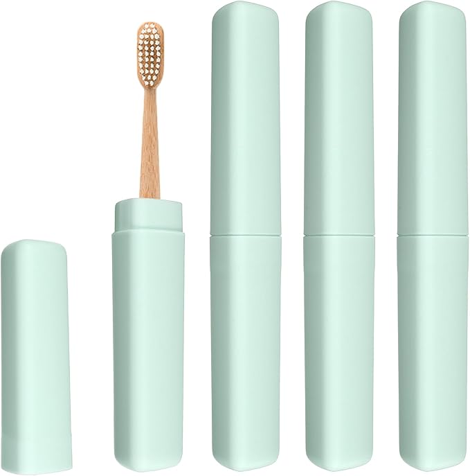 uxcell 4Pcs Travel Toothbrush Case, 8.27 x 1.38 Portable Travel Toothbrush Holder, Plastic Toothpaste Container for Bathroom, Gym, Business Trip, Camping, Green
