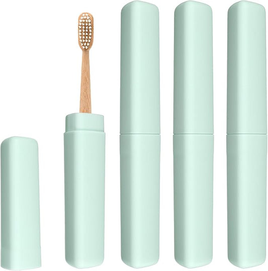 uxcell 4Pcs Travel Toothbrush Case, 8.27 x 1.38 Portable Travel Toothbrush Holder, Plastic Toothpaste Container for Bathroom, Gym, Business Trip, Camping, Green