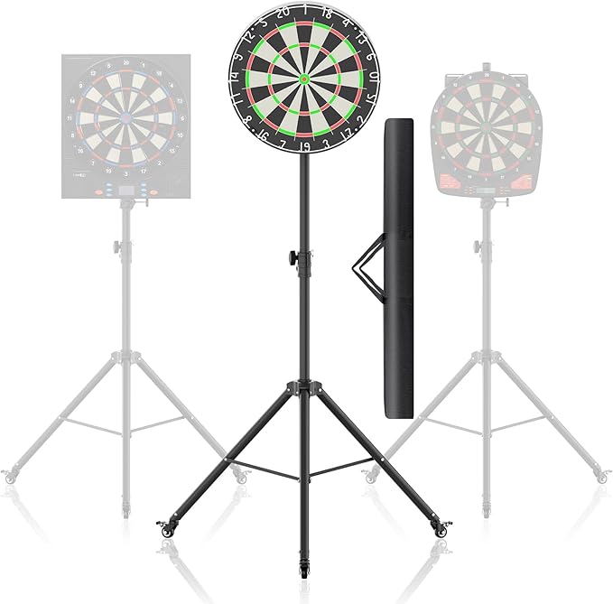Dartboard Stand, Portable Professional Dart Holder Stand Adjustable Height from 57.1 to 77.6 -inch for Outdoor, Travel, Home, or Bars Games-StrideForce Fitness