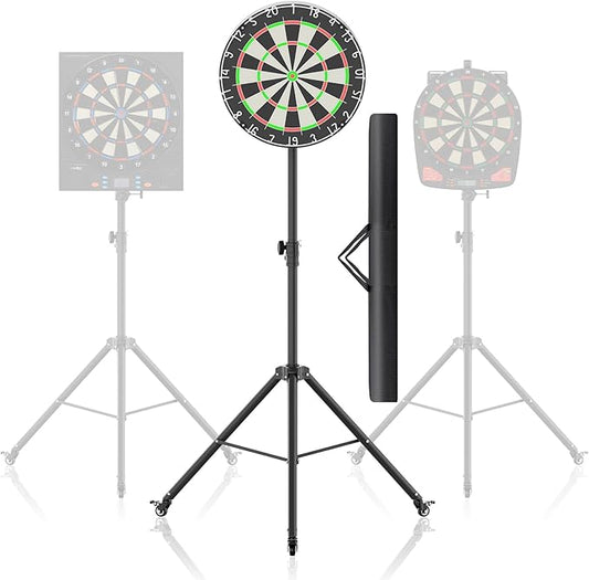 Dartboard Stand, Portable Professional Dart Holder Stand Adjustable Height from 57.1 to 77.6 -inch for Outdoor, Travel, Home, or Bars Games-StrideForce Fitness
