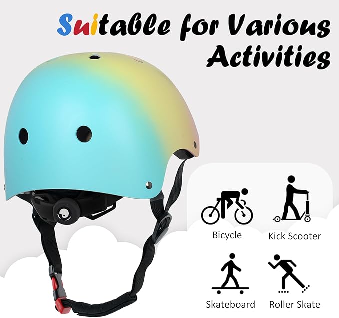 Kids Bike Helmet, Adjustable and Multi-Sport, from Toddler to Youth, 3 Sizes-StrideForce Fitness