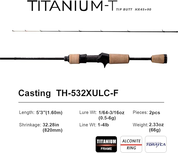 PURELURE Titanium-T Ultralight Fishing Rod Spinning & Casting for Trout Panfish, Carbon Fiber BFS Rod 2Pcs, Titanium Tip & Guides, Cork Handle, 5-6ft Stream Rod XUL Power, Fast/Moderate Fast Action-StrideForce Fitness
